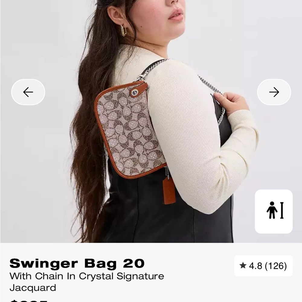 COACH Swinger Bag 20 With Chain In Crystal Signature Jacquard Shoulder Bag - Picture 8 of 8